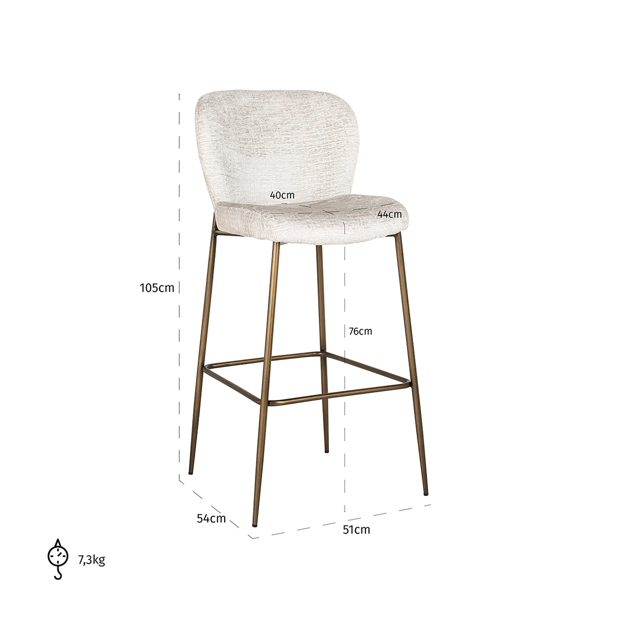Barstoel Darby cream fusion (Fusion cream 02) van Richmond Interiors – Luxe comfort op maat van PureWonen. Vraag naar de beste prijs.
