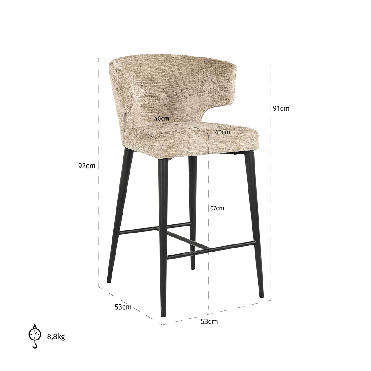 Counter stoel Taylor desert fusion fire retardant (FR-Fusion 109 desert) van Richmond Interiors – Luxe comfort op maat van PureWonen. Vraag naar de beste prijs.