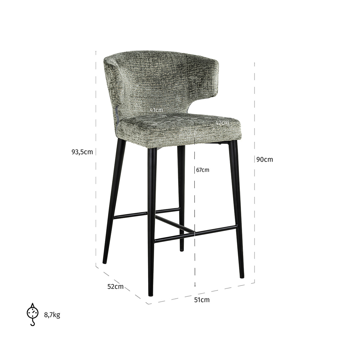 Counterstoel Taylor thyme fusion (Fusion thyme 206) van Richmond Interiors – Luxe comfort op maat van PureWonen. Vraag naar de beste prijs.