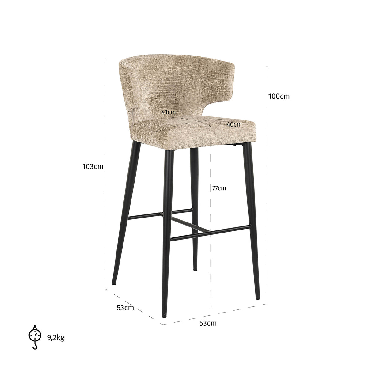 Barstoel Taylor desert fusion fire retardant (FR-Fusion 109 desert) van Richmond Interiors – Luxe comfort op maat van PureWonen. Vraag naar de beste prijs.