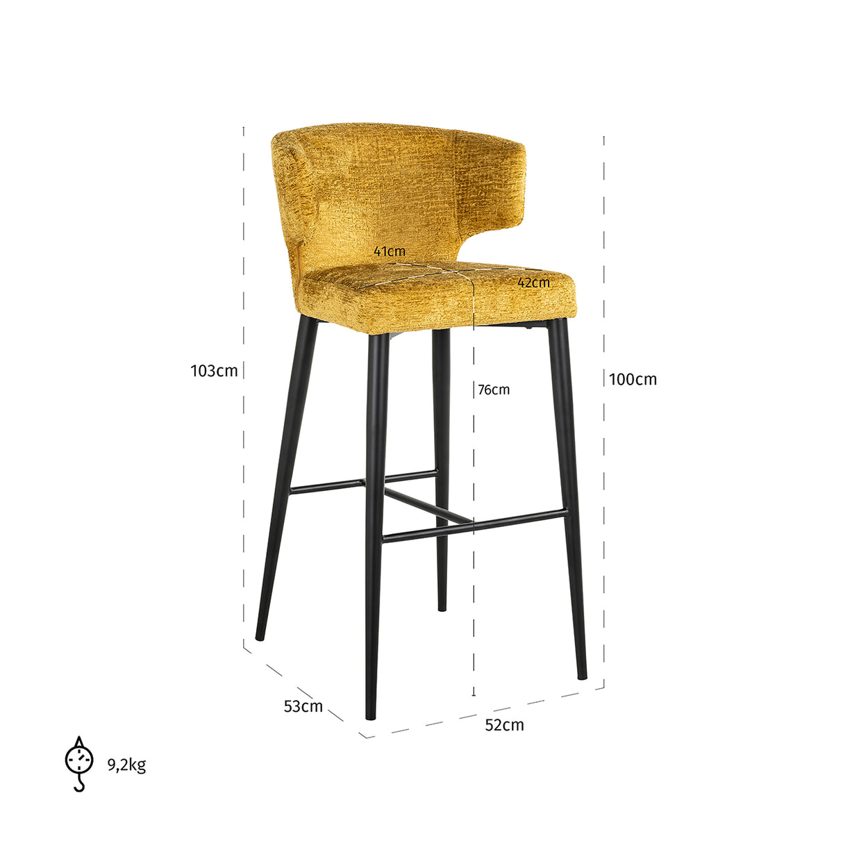 Barstoel Taylor mustard fusion (Fusion mustard 06) van Richmond Interiors – Luxe comfort op maat van PureWonen. Vraag naar de beste prijs.