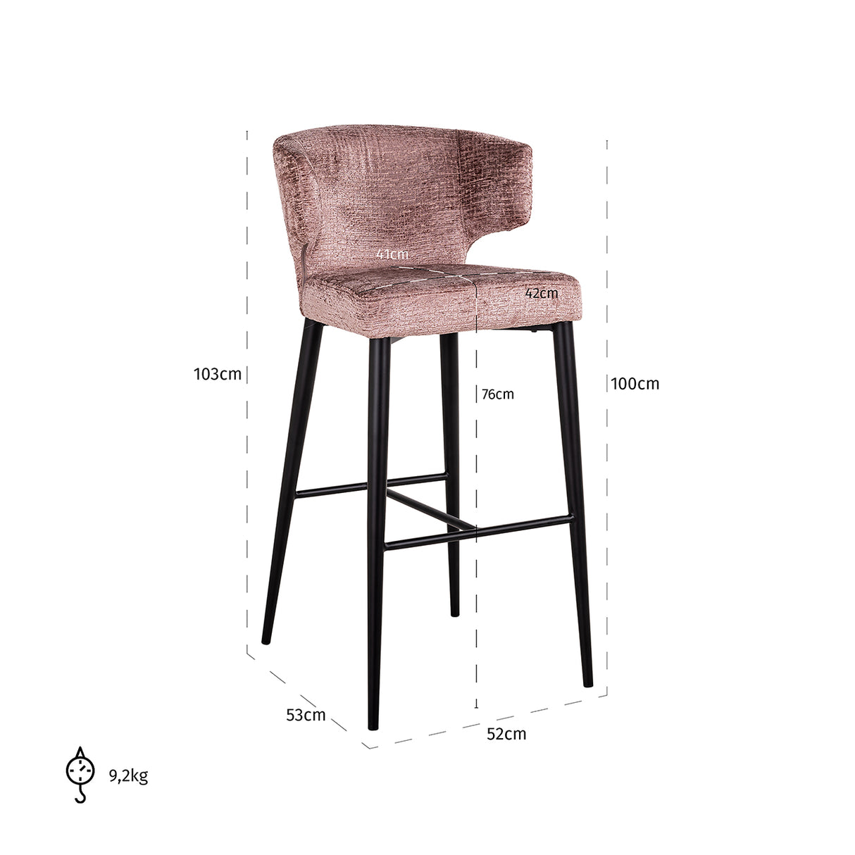 Barstoel Taylor pale fusion (Fusion pale 200) van Richmond Interiors – Luxe comfort op maat van PureWonen. Vraag naar de beste prijs.