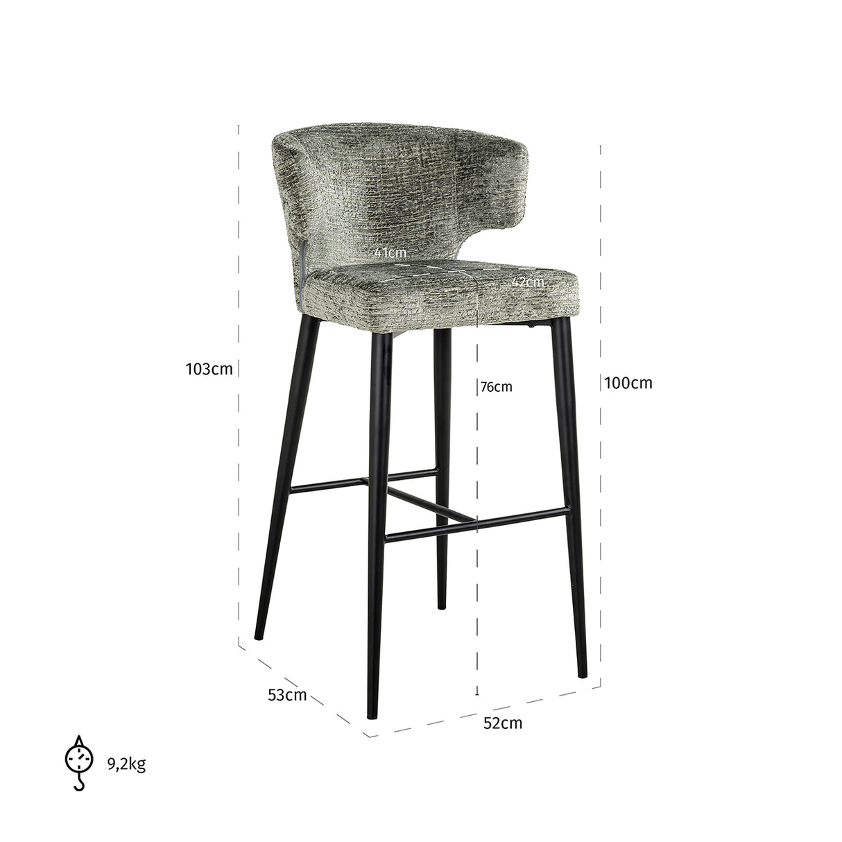 Barstoel Taylor thyme fusion (Fusion thyme 206) van Richmond Interiors – Luxe comfort op maat van PureWonen. Vraag naar de beste prijs.