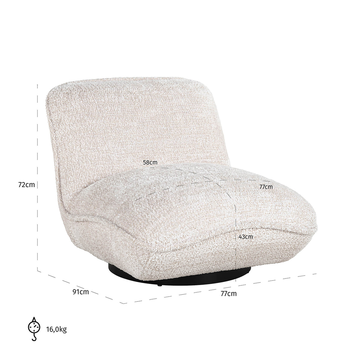 Fauteuil Ophelia lovely cream (Be Lovely 11 Cream) van Richmond Interiors – Luxe comfort op maat van PureWonen. Vraag naar de beste prijs.