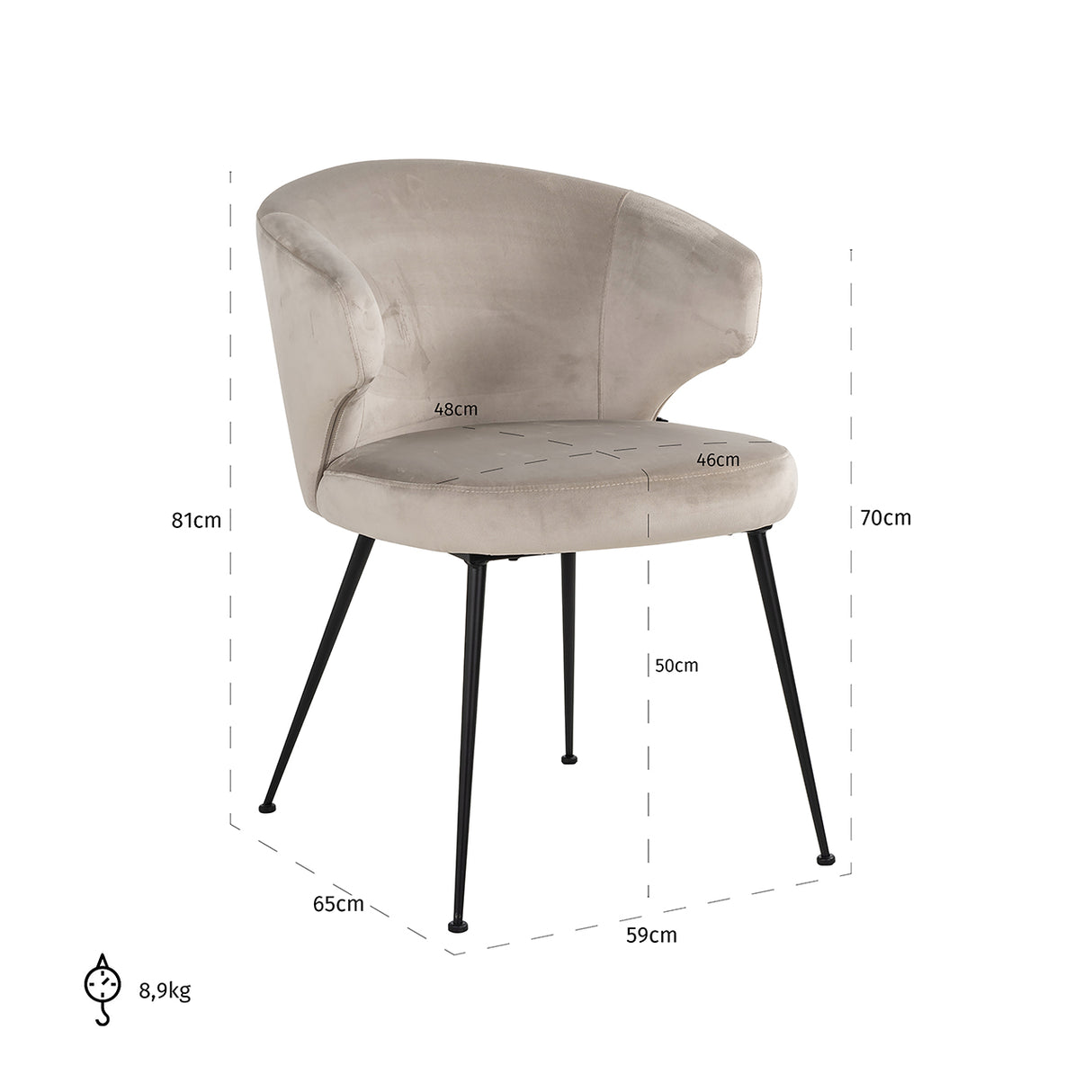 Stoel Xandra khaki velvet (Quartz Khaki 903) van Richmond Interiors – Luxe comfort op maat van PureWonen. Vraag naar de beste prijs.