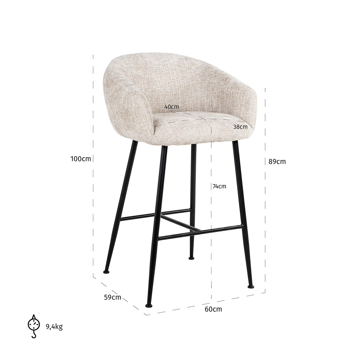 Barstoel Avanti natural renegade (Renegade Natural 01) van Richmond Interiors – Luxe comfort op maat van PureWonen. Vraag naar de beste prijs.