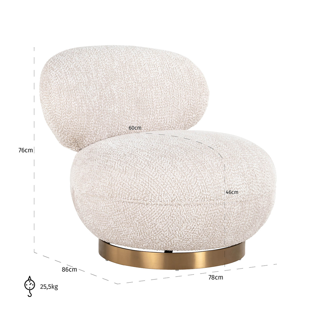 Draaifauteuil Jace lovely cream (Be Lovely 11 Cream) van Richmond Interiors – Luxe comfort op maat van PureWonen. Vraag naar de beste prijs.