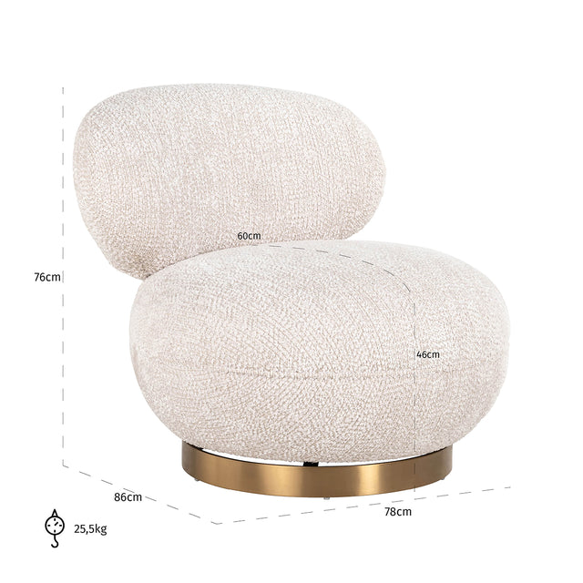 Draaifauteuil Jace lovely cream (Be Lovely 11 Cream) van Richmond Interiors – Luxe comfort op maat van PureWonen. Vraag naar de beste prijs.