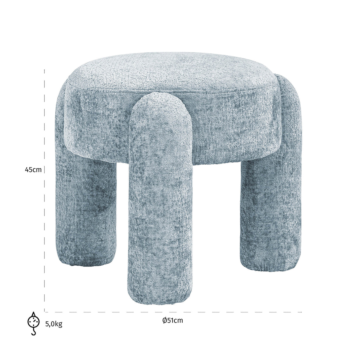 Poef Holly light blue chenille (Bergen 602 Light blue Chenille) van Richmond Interiors – Luxe comfort op maat van PureWonen. Vraag naar de beste prijs.