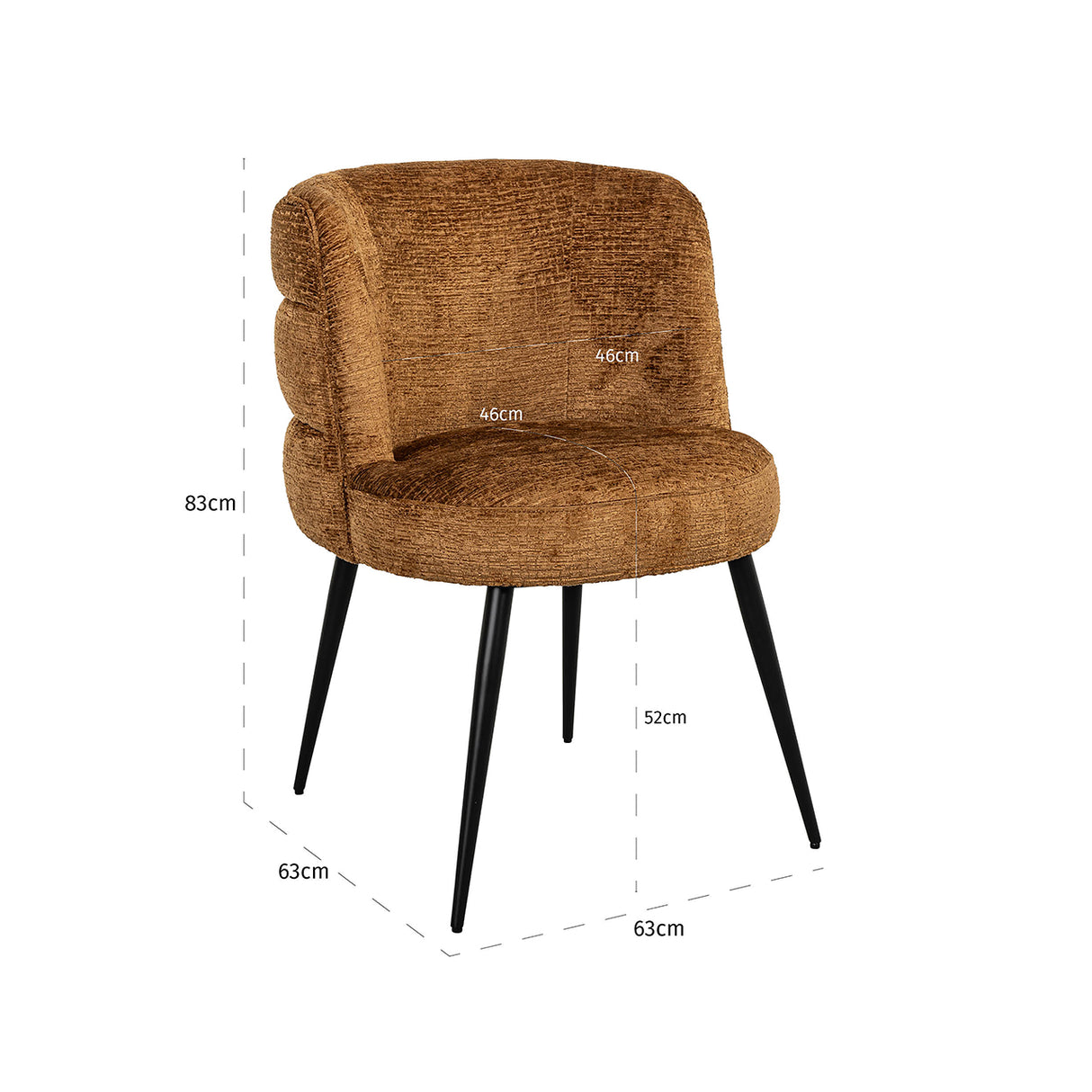 Stoel Stella cognac fusion (Fusion cognac 28) van Richmond Interiors – Luxe comfort op maat van PureWonen. Vraag naar de beste prijs.