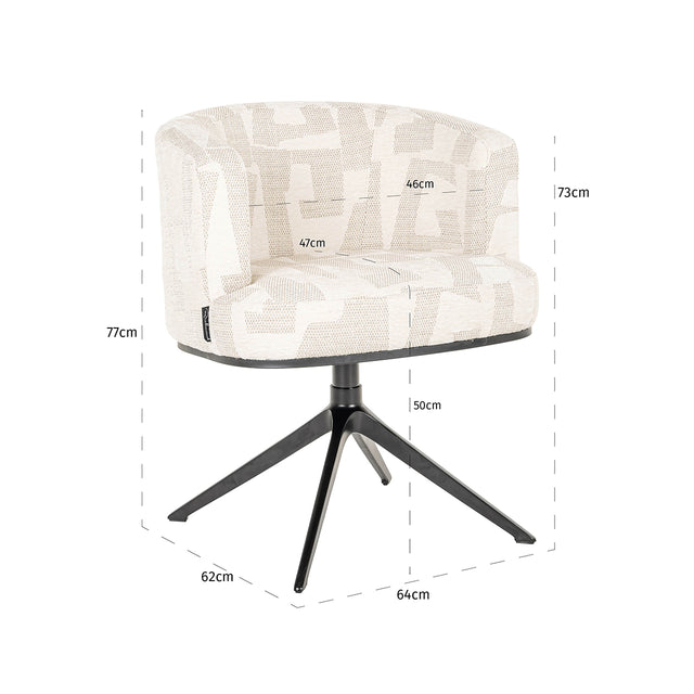 Draaifauteuil Cheyenne beige graffic (Beige graffic) van Richmond Interiors – Luxe comfort op maat van PureWonen. Vraag naar de beste prijs.