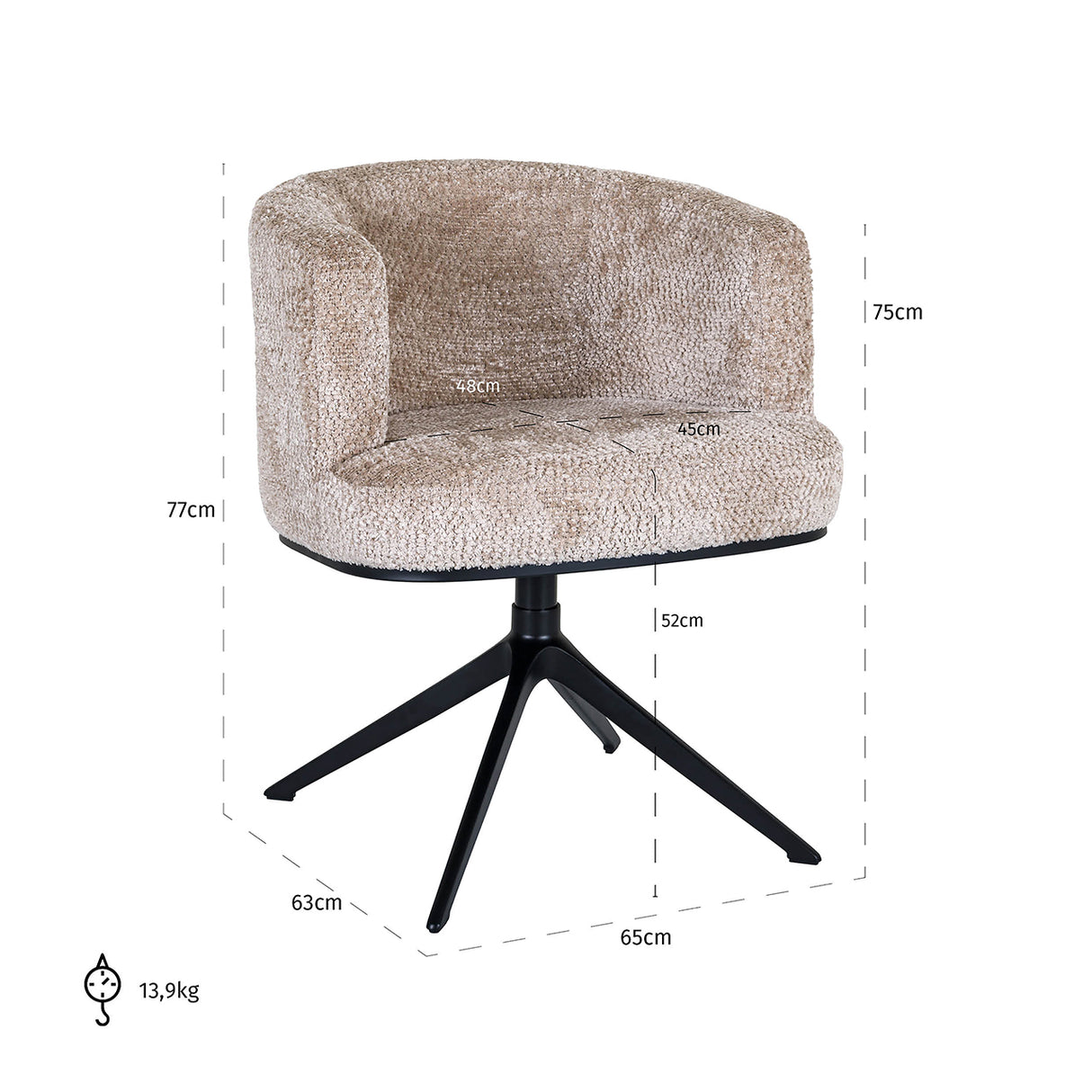 Draaistoel Cheyenne lovely beige (Be Lovely 170 Beige) van Richmond Interiors – Luxe comfort op maat van PureWonen. Vraag naar de beste prijs.
