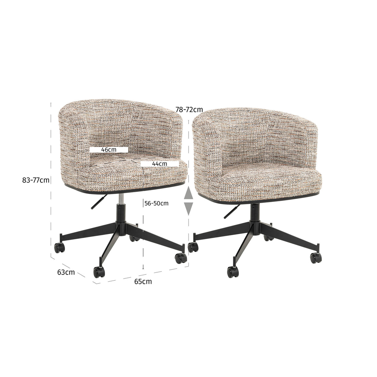 Eetkamerstoel Rochenne trendy nature swivel on wheels