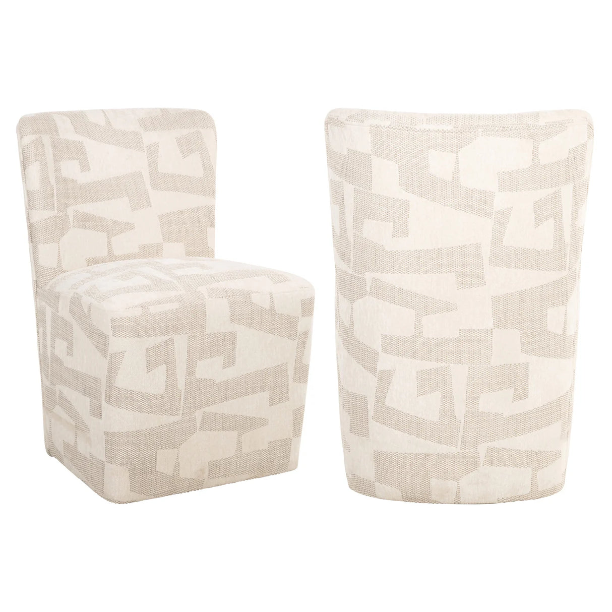 Eetkamerstoel Lorain beige graffic on wheels