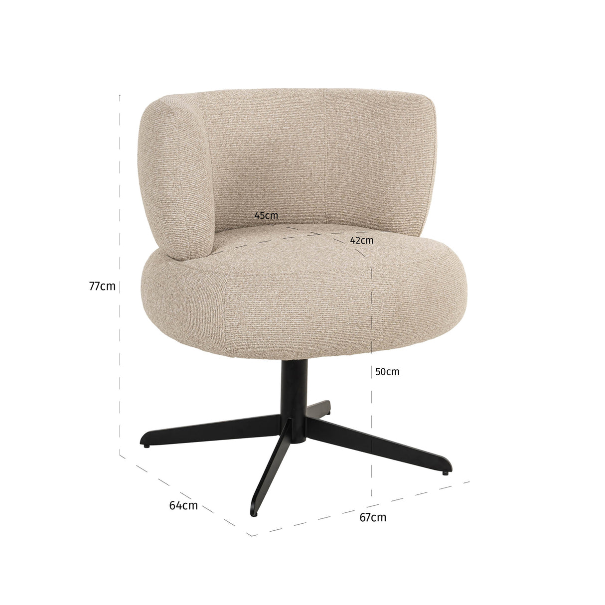 Eetkamerstoel Alexis biscotti swivel van Richmond Interiors – Luxe comfort op maat van PureWonen. Vraag naar de beste prijs.