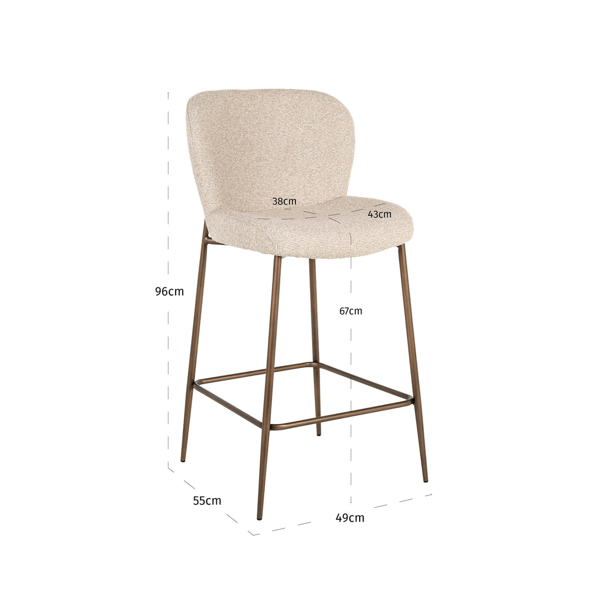 Counterstoel Odarby brown tweed fire retardant