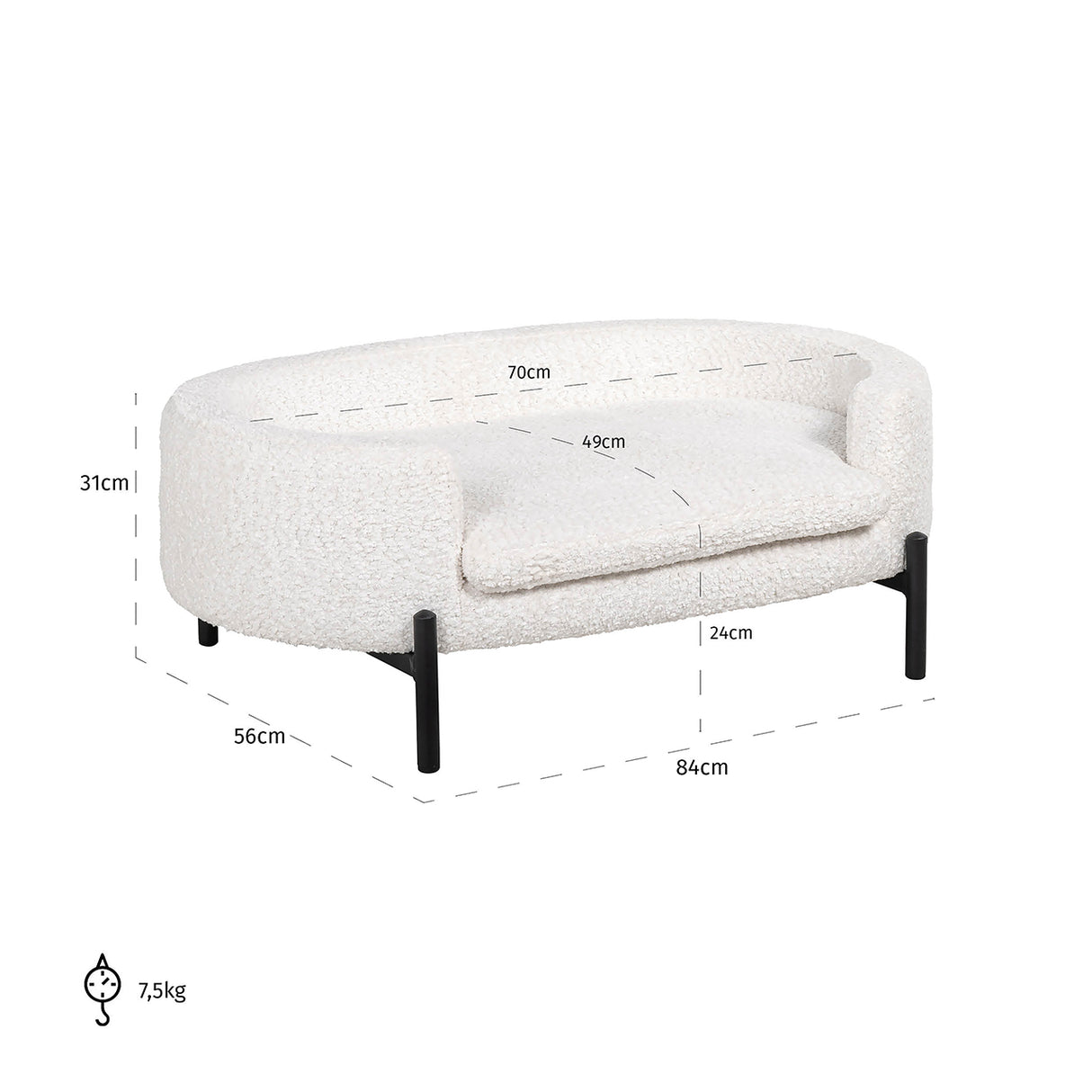 Huisdierenbed Dolly white sheep (Sheep 02 white) van Richmond Interiors – Luxe comfort op maat van PureWonen. Vraag naar de beste prijs.