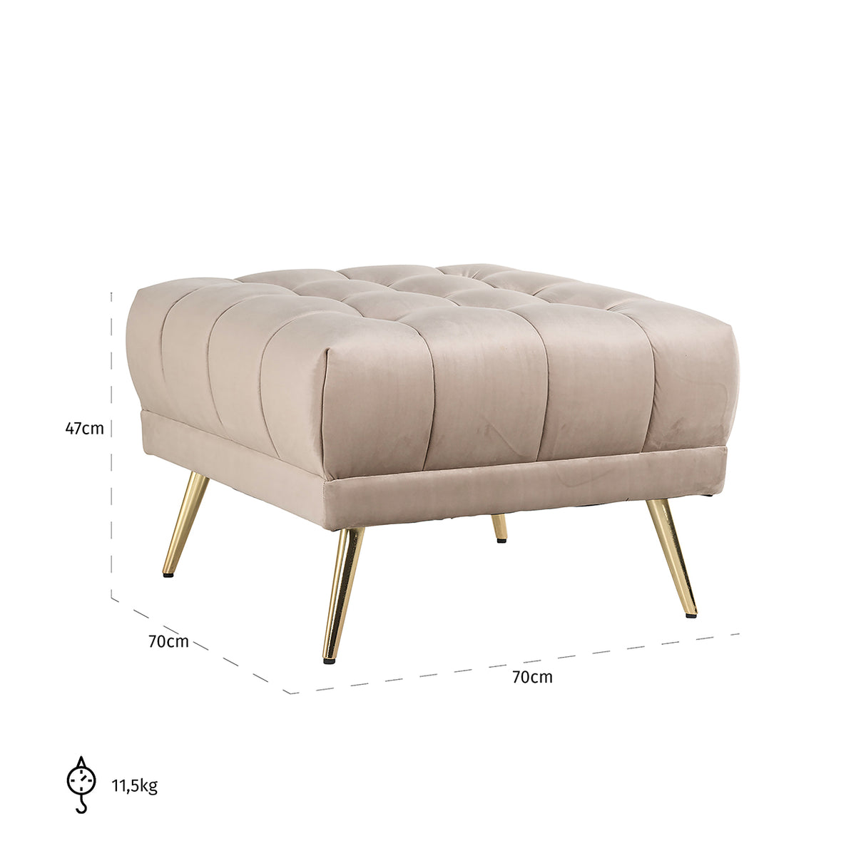 Poef Huxley khaki velvet (Quartz Khaki 903) van Richmond Interiors – Luxe comfort op maat van PureWonen. Vraag naar de beste prijs.