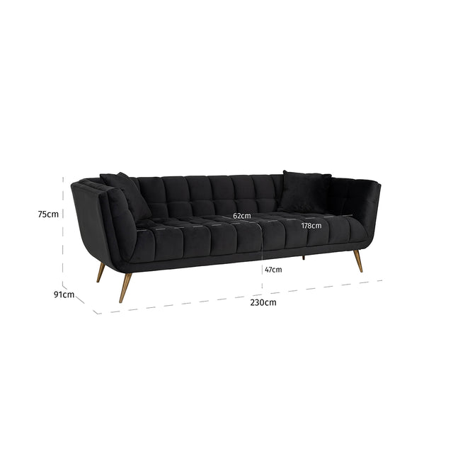 Bank Huxley Antraciet velvet / Brushed gold (Quartz Antraciet 801) van Richmond Interiors – Luxe comfort op maat van PureWonen. Vraag naar de beste prijs.
