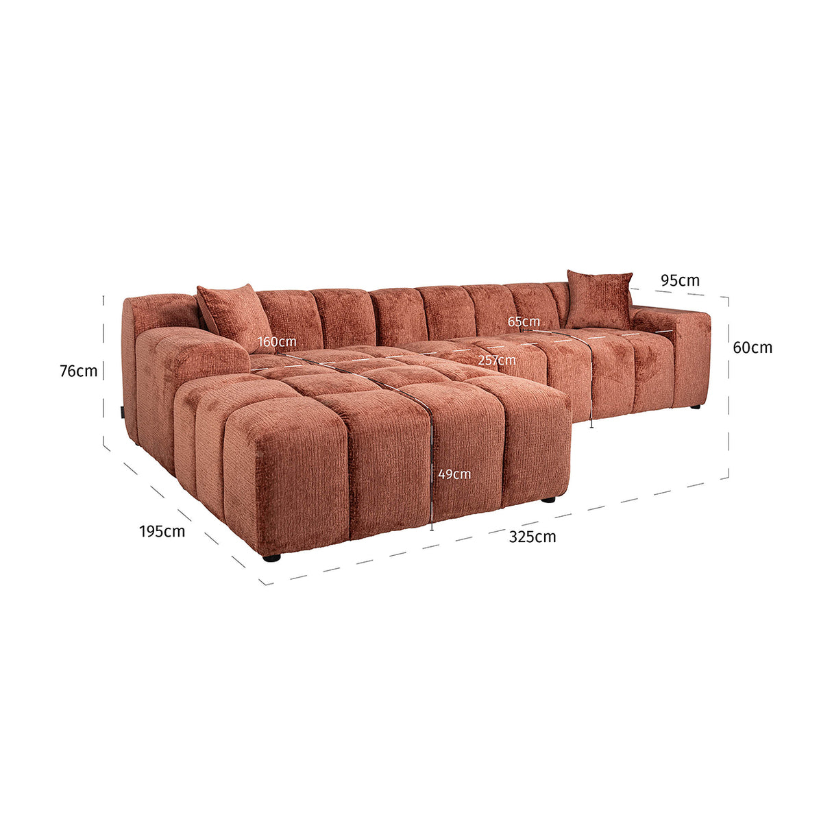 Sofa Cube 3-zits + lounge links (Fusion 92 Blush) van Richmond Interiors – Luxe comfort op maat van PureWonen. Vraag naar de beste prijs.