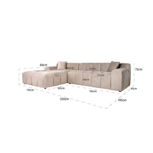 Bank Cube 3-zits + lounge links (Quartz Khaki 903) van Richmond Interiors – Luxe comfort op maat van PureWonen. Vraag naar de beste prijs.