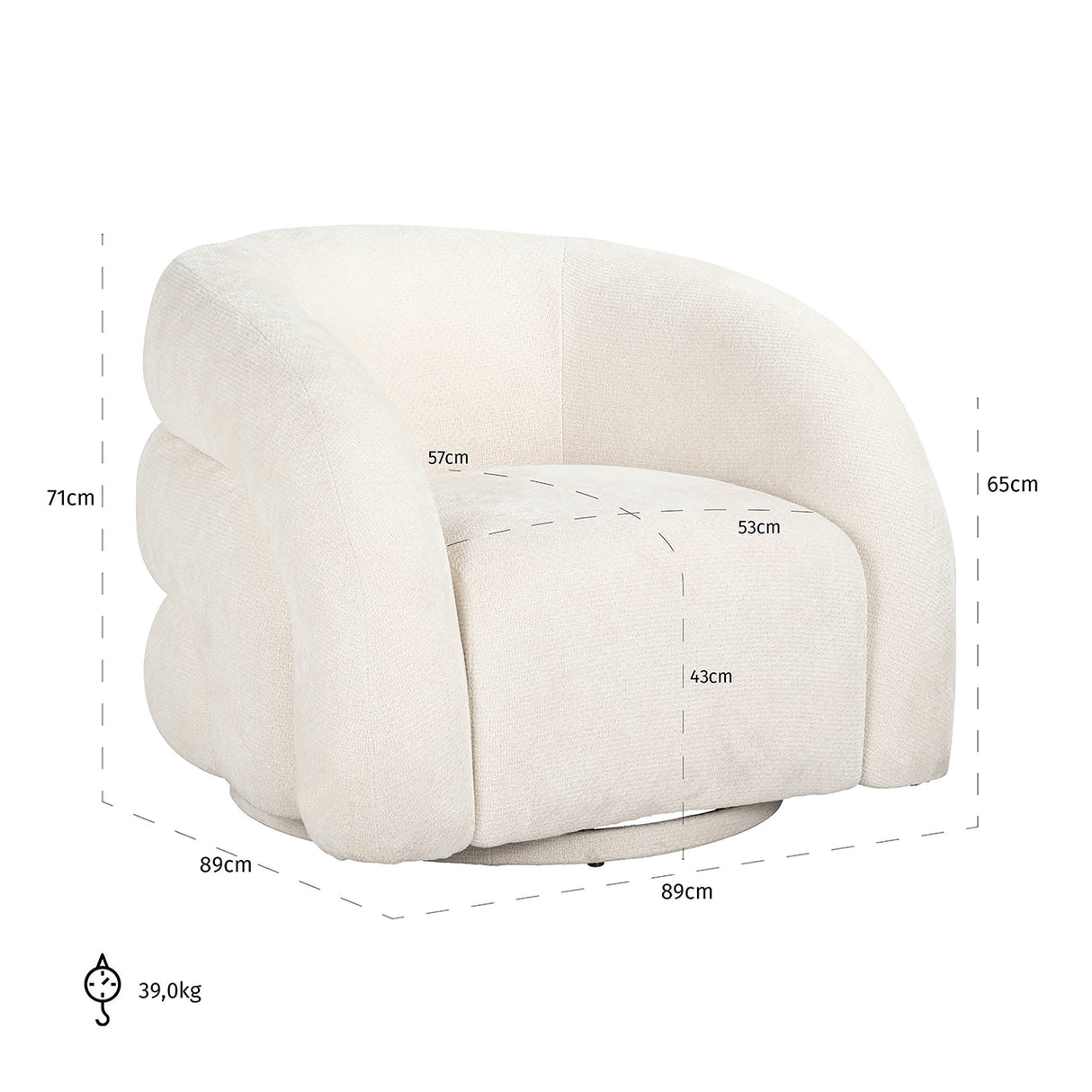 Draaifauteuil Arcus unicorn white (Unicorn 02 white) van Richmond Interiors – Luxe comfort op maat van PureWonen. Vraag naar de beste prijs.