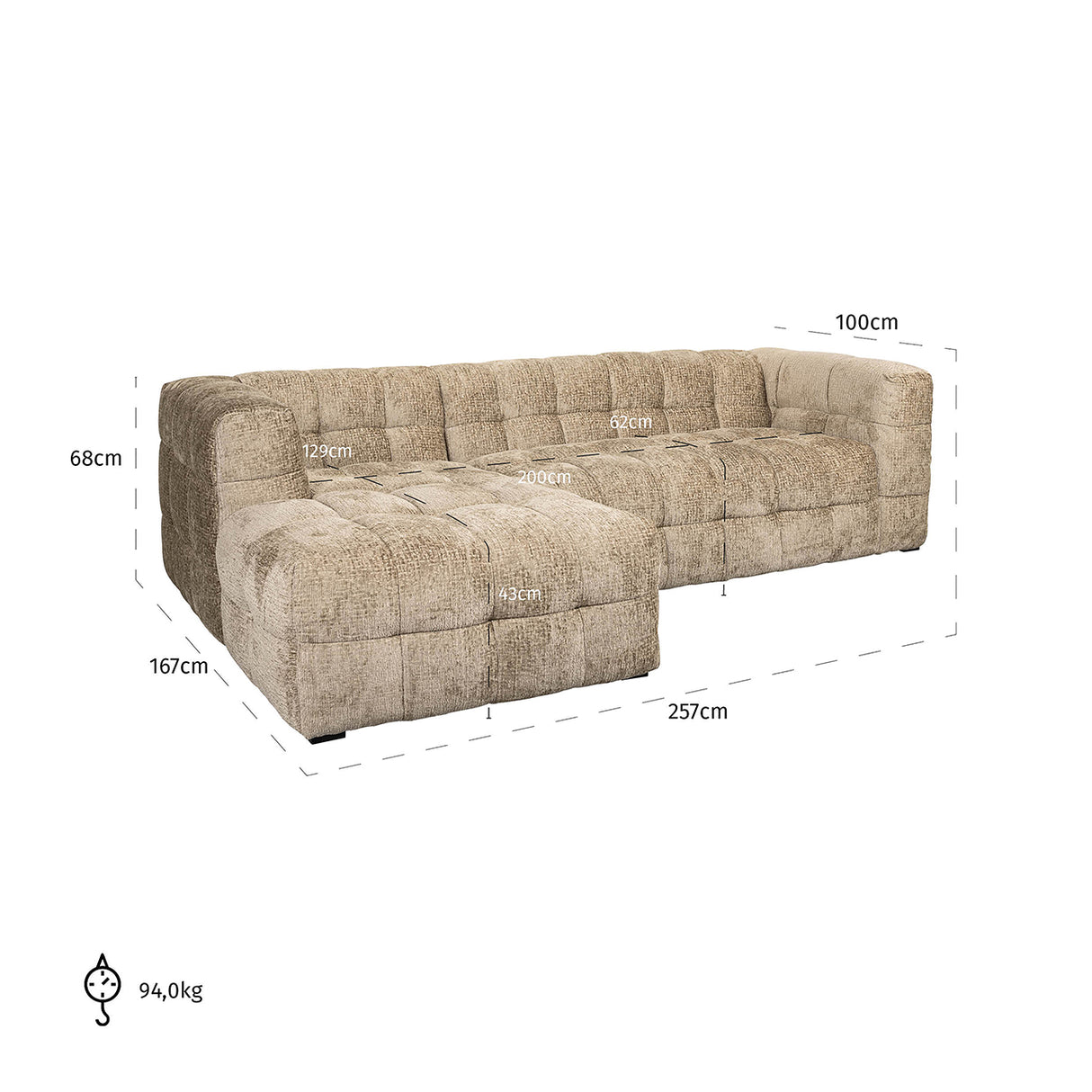 Bank Merrol lounge links desert fusion (Fusion 109 desert) van Richmond Interiors – Luxe comfort op maat van PureWonen. Vraag naar de beste prijs.