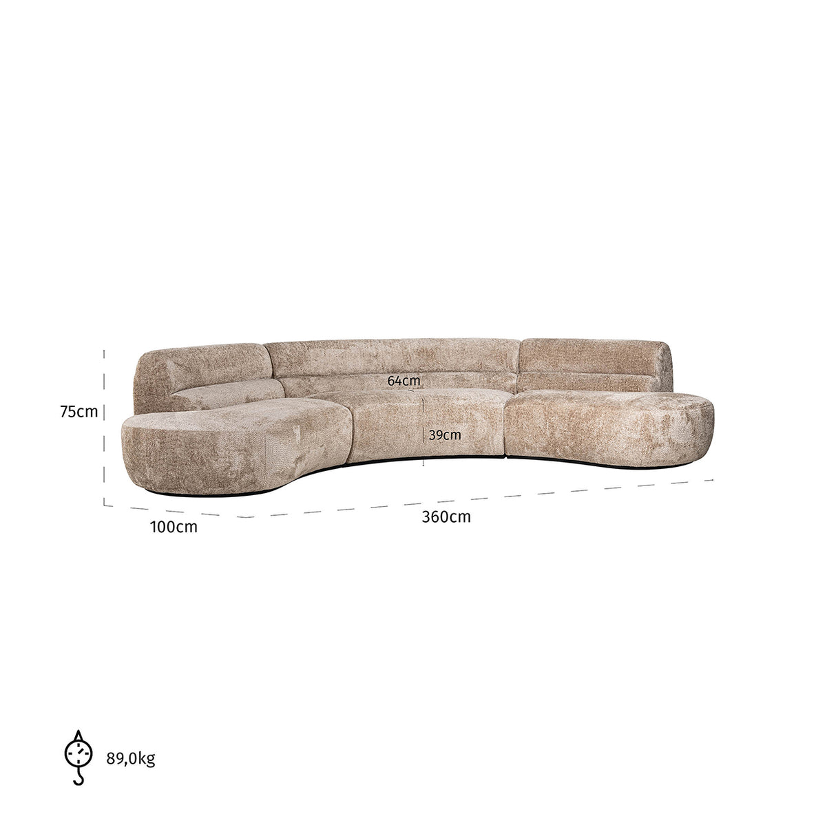 Bank Colby ronde vorm sheep nature (Sheep 01 nature) van Richmond Interiors – Luxe comfort op maat van PureWonen. Vraag naar de beste prijs.