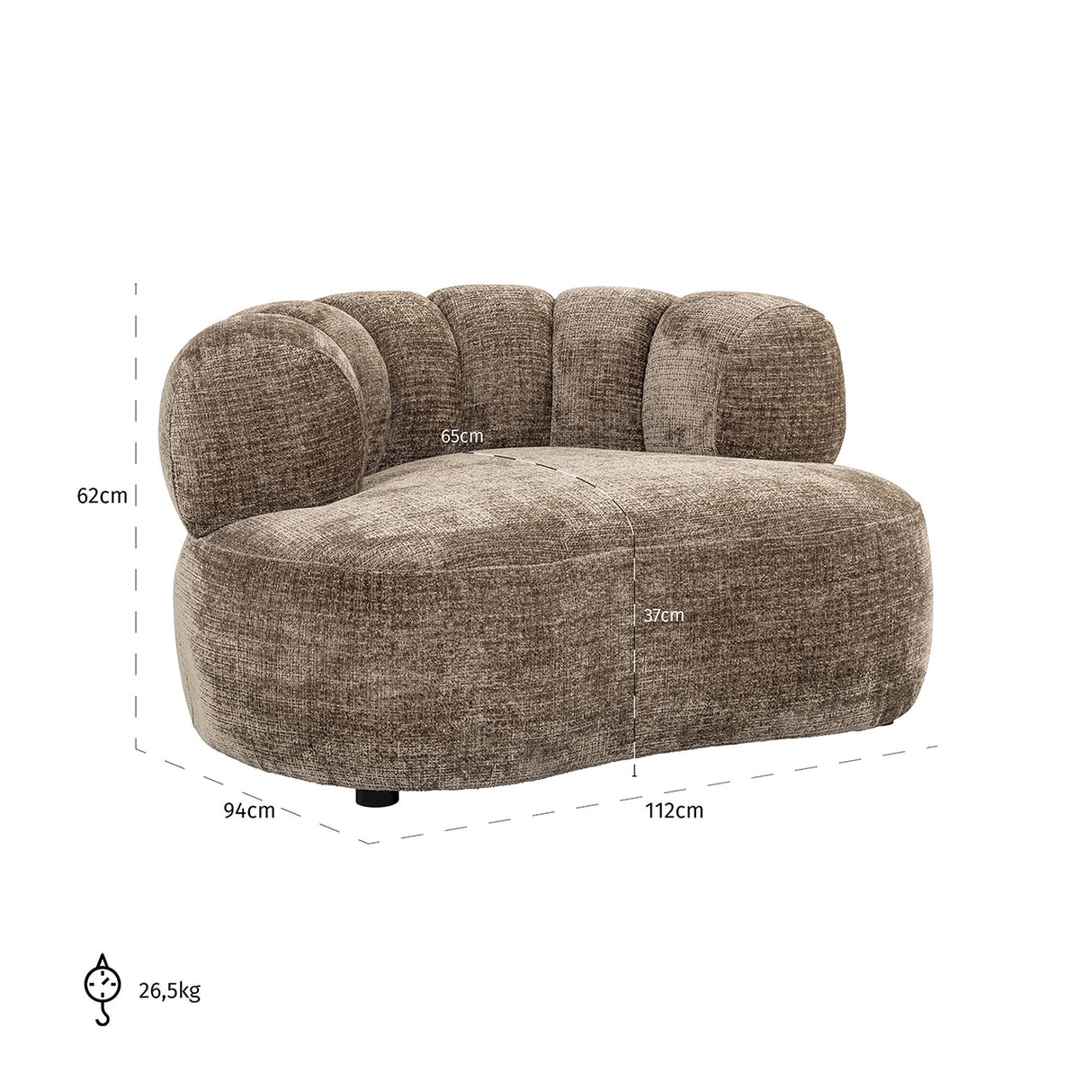 Fauteuil Penelope stone fire retardant (Niagara 104 Stone Chenille) van Richmond Interiors – Luxe comfort op maat van PureWonen. Vraag naar de beste prijs.