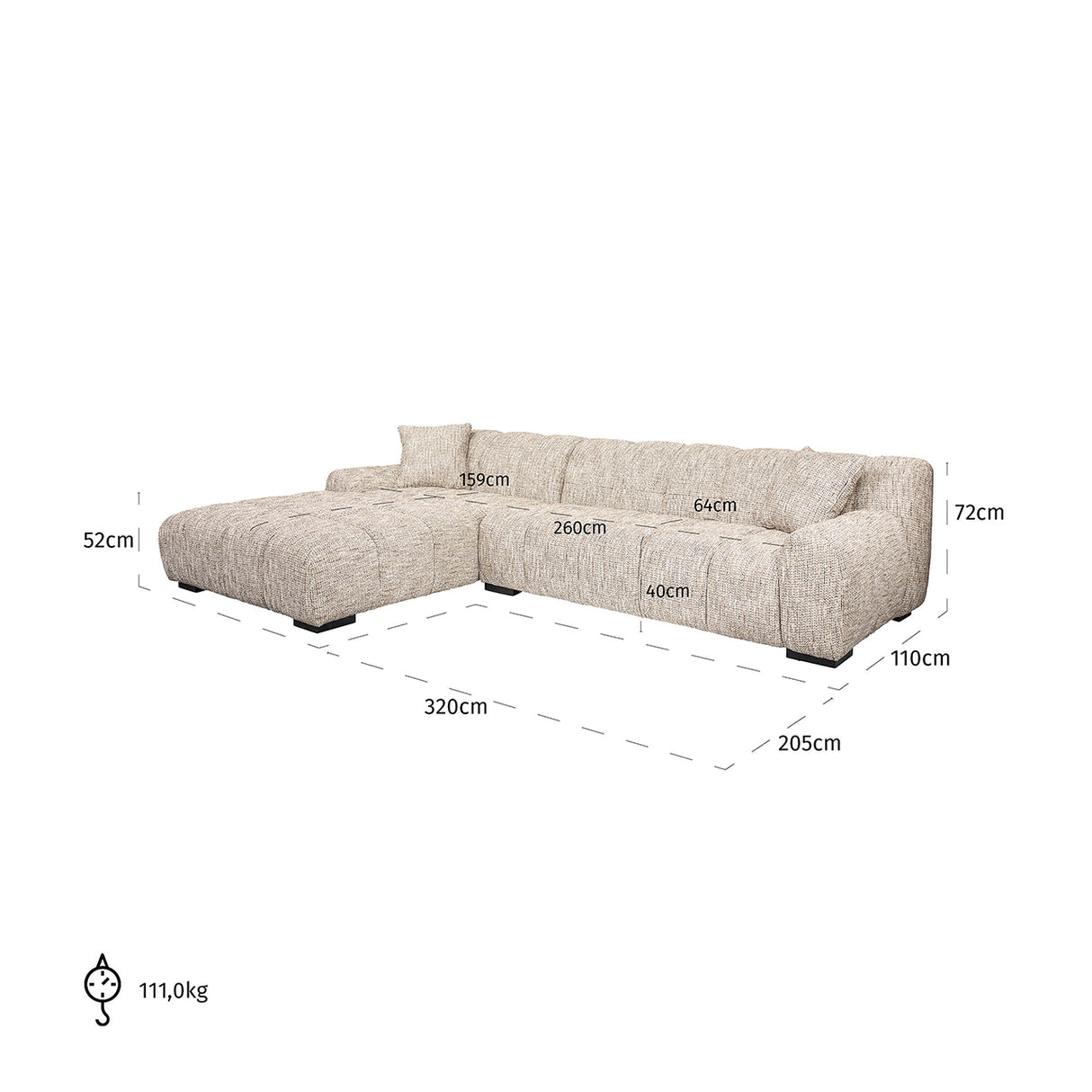 Bank Hazel 3-zits + lounge links trendy nature (Be Trendy 01 Nature) van Richmond Interiors – Luxe comfort op maat van PureWonen. Vraag naar de beste prijs.