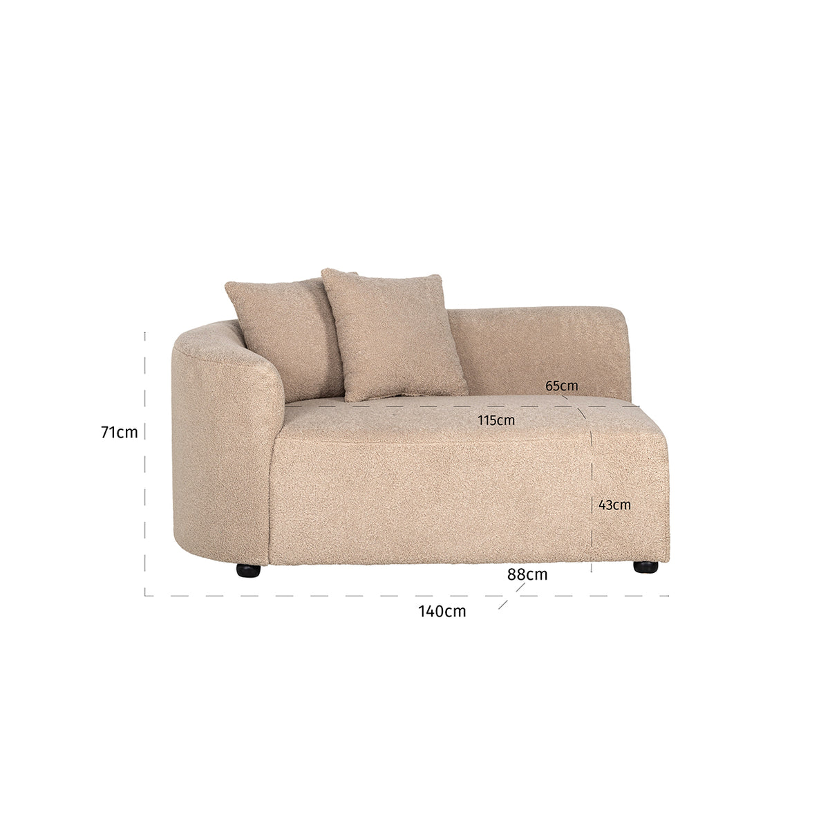 Bank Grayson arm links sand furry | rechts doorgestoffeerd (Himalaya 902 sand furry) van Richmond Interiors – Luxe comfort op maat van PureWonen. Vraag naar de beste prijs.