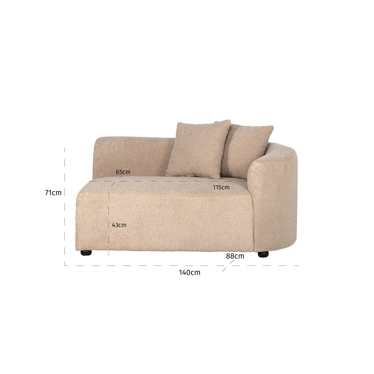 Bank Grayson arm rechts sand furry | links doorgestoffeerd (Himalaya 902 sand furry) van Richmond Interiors – Luxe comfort op maat van PureWonen. Vraag naar de beste prijs.