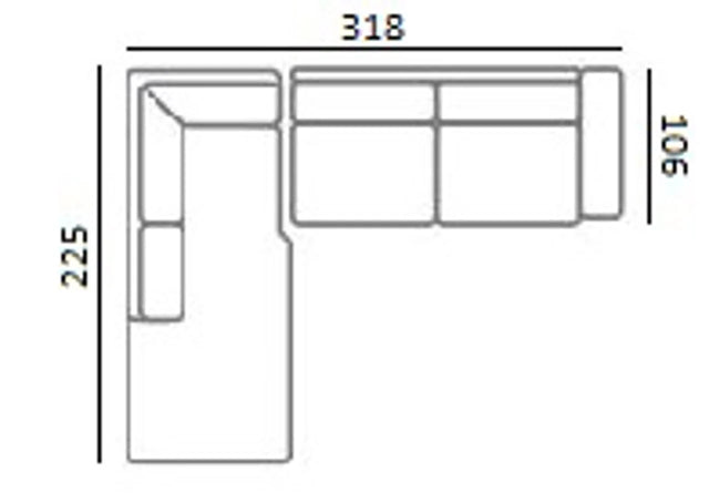 Bank Lund cream fusion 3-seater + ottoman left