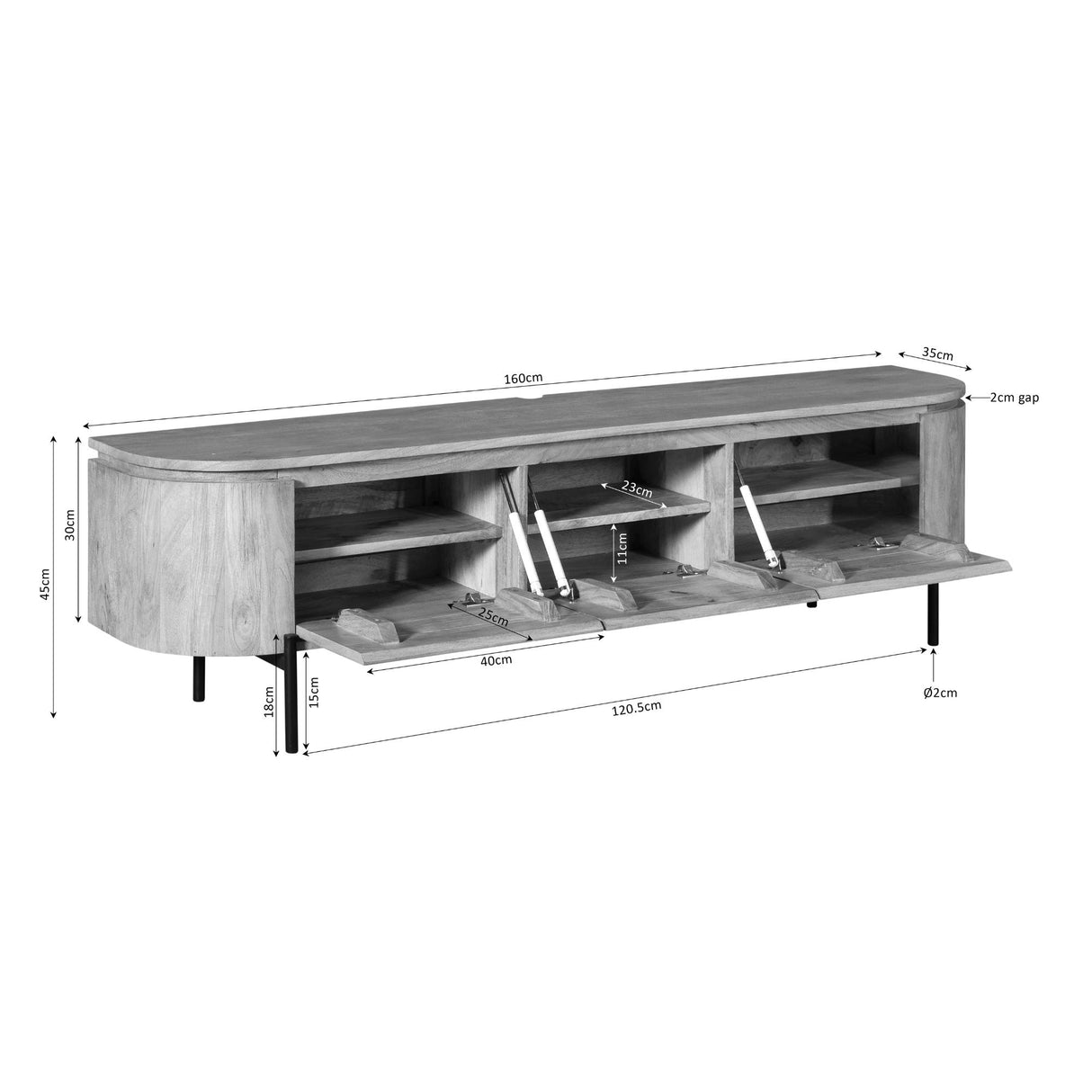 Tv meubel Excellent Naturel | 160 cm