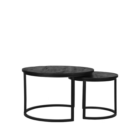 LABEL51 Salontafel Double - Zwart - Mangohout - 70 cm van LABEL51 - laagste prijs offerte van PureWonen