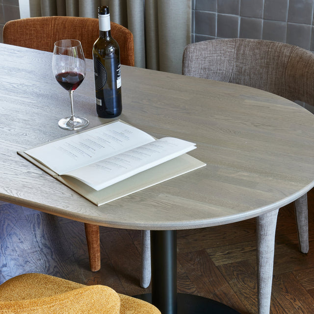 Tablo Eettafel Ovaal Vl 220x90 Cm Pebble Grey/Zwart [Fsc]