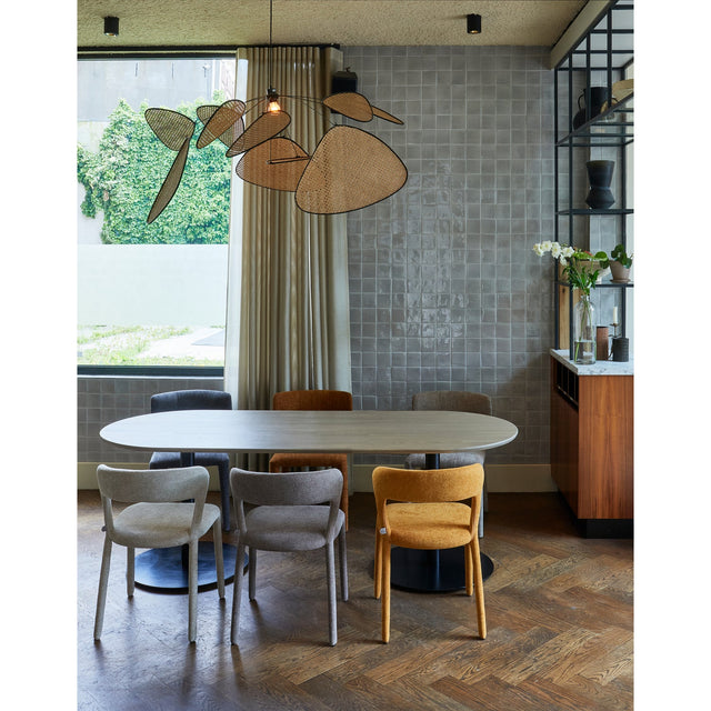 Tablo Eettafel Ovaal Vl 220x90 Cm Pebble Grey/Zwart [Fsc]