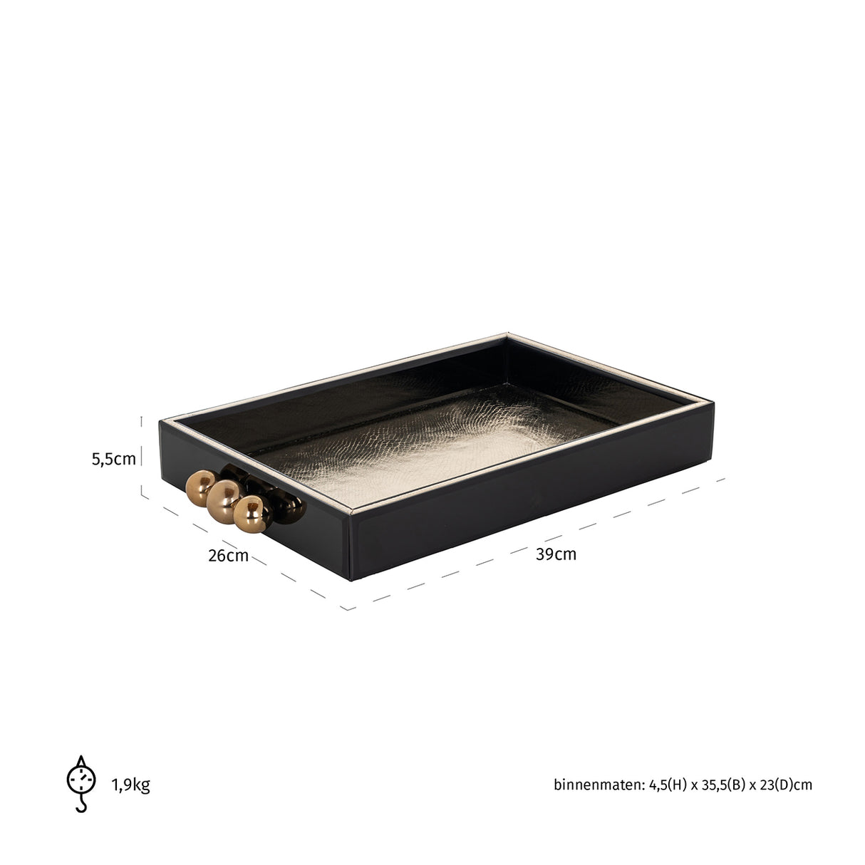 Dienblad Liv (Black/gold) van Richmond Interiors – Luxe comfort op maat van PureWonen. Vraag naar de beste prijs.