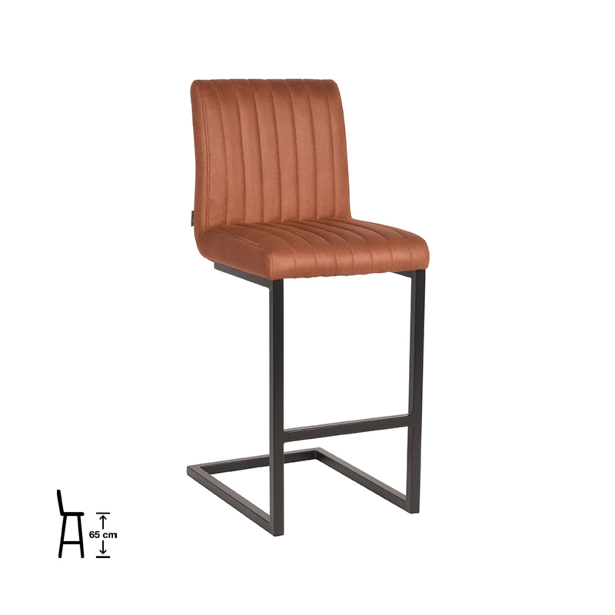 LABEL51 Barkruk Milo - Cognac - Microfiber - Zithoogte 65 van LABEL51 – Luxe comfort op maat van PureWonen. Vraag naar de beste prijs.