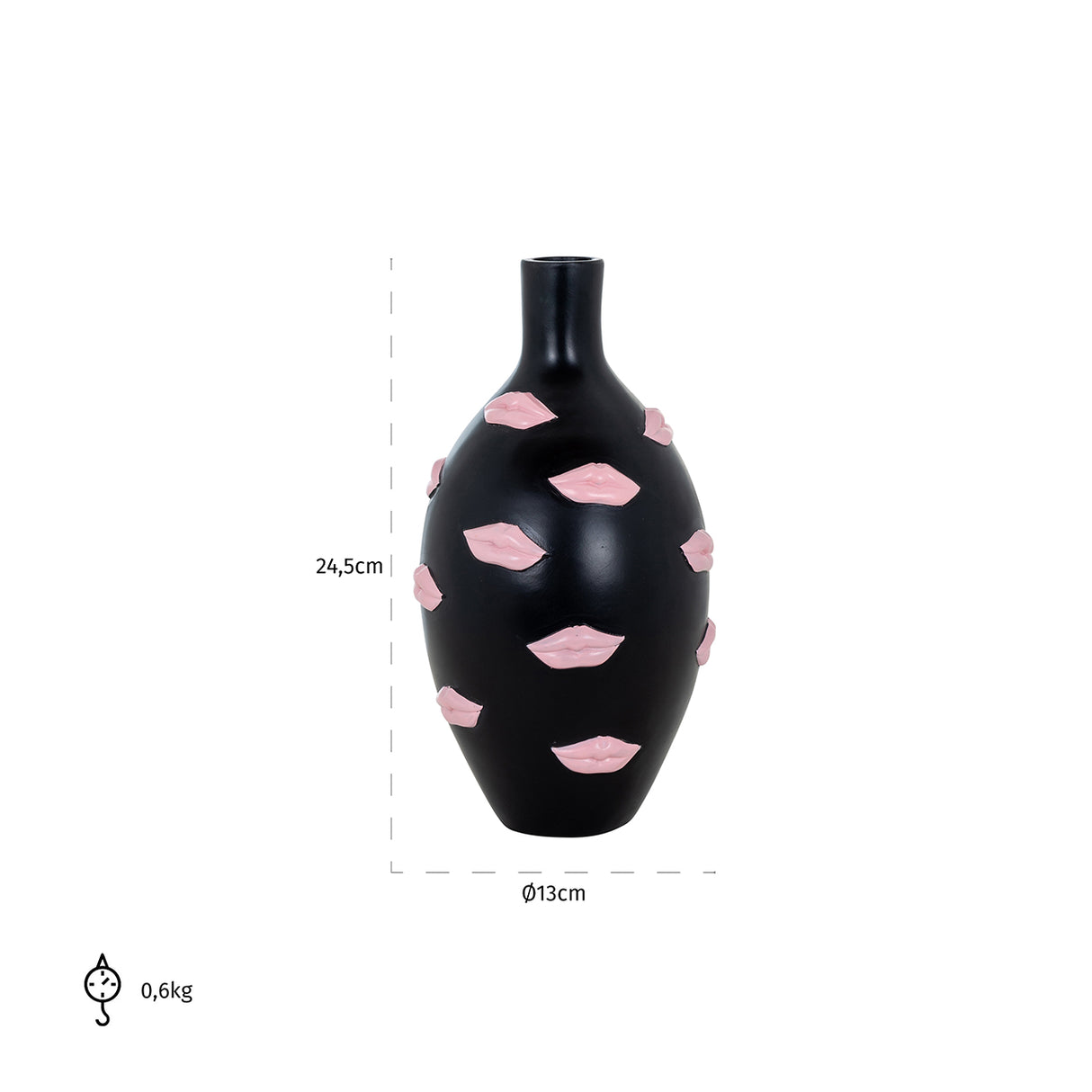 Vaas Kisses zwart groot (Black) van Richmond Interiors – Luxe comfort op maat van PureWonen. Vraag naar de beste prijs.