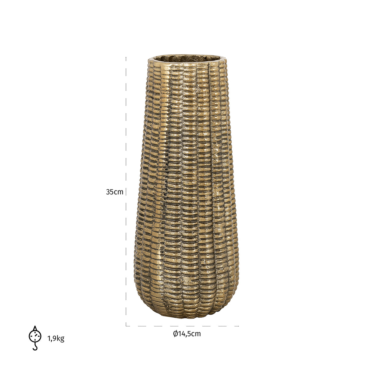 Vaas Loran klein (Brushed Gold) van Richmond Interiors – Luxe comfort op maat van PureWonen. Vraag naar de beste prijs.
