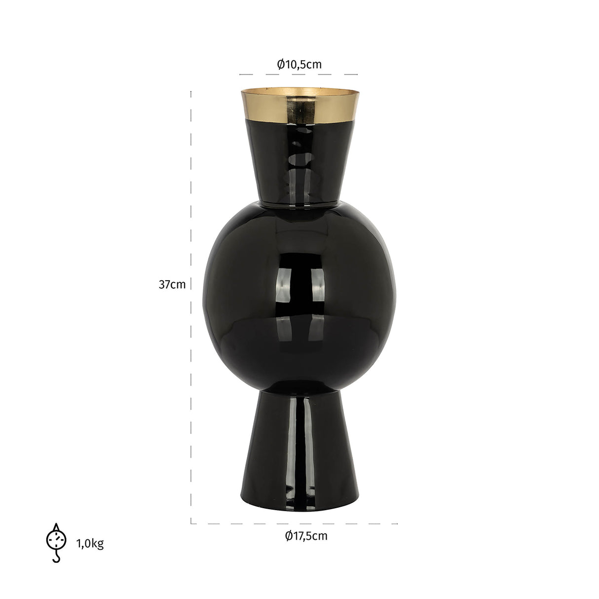Vaas Florence (Black/gold) van Richmond Interiors – Luxe comfort op maat van PureWonen. Vraag naar de beste prijs.