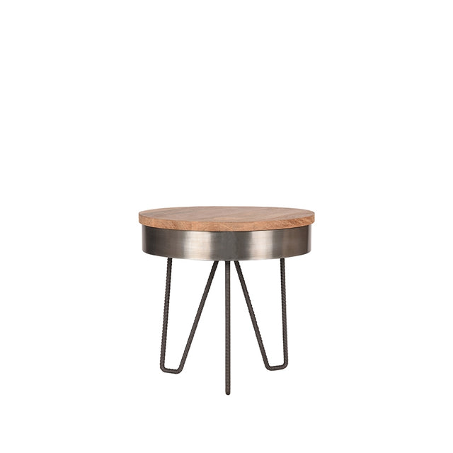 LABEL51 Bijzettafel Saran - Grijs - Mangohout - 44 cm - Rond