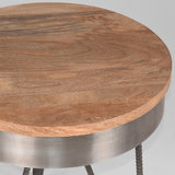 LABEL51 Bijzettafel Saran - Grijs - Mangohout - 44 cm - Rond