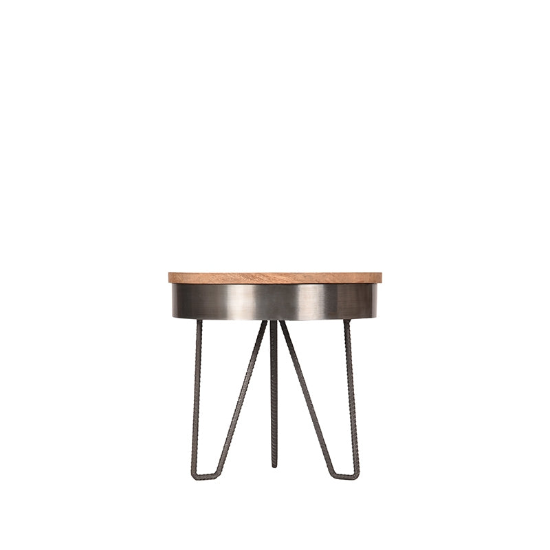 LABEL51 Bijzettafel Saran - Grijs - Mangohout - 44 cm - Rond