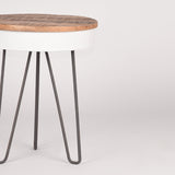 LABEL51 Bijzettafel Saria - Wit - Mangohout - 44 cm - Rond