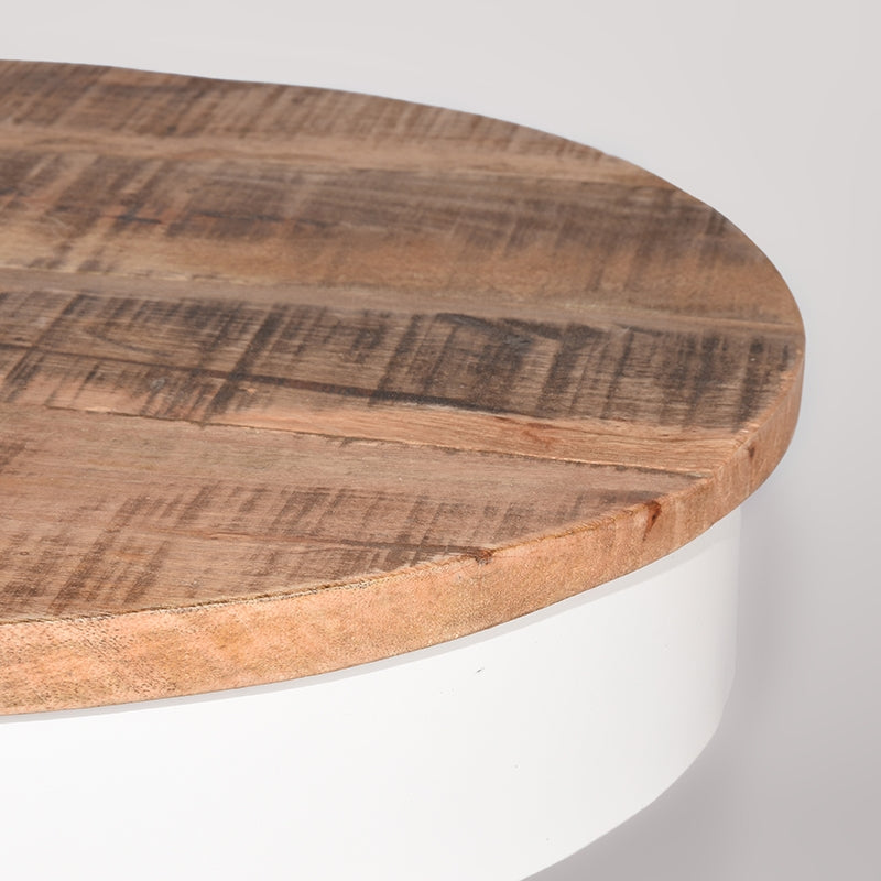 LABEL51 Bijzettafel Saria - Wit - Mangohout - 44 cm - Rond