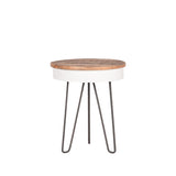 LABEL51 Bijzettafel Saria - Wit - Mangohout - 44 cm - Rond