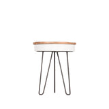 LABEL51 Bijzettafel Saria - Wit - Mangohout - 44 cm - Rond