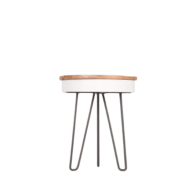 LABEL51 Bijzettafel Saria - Wit - Mangohout - 44 cm - Rond